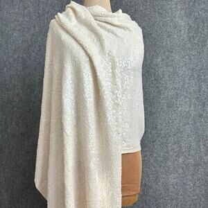 Iman Global oversize sequin sweater wrap cream sparkle shawl scarf wedding guest